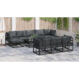vidaXL Sjedeća garnitura za vrt 11 pcs Crna 70 x 70 x 32 cm Aluminij | shoptok.hr