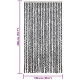  Zastor protiv muha sivi i crno-bijeli 100 x 200 cm od šenila | shoptok.hr