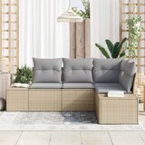  Sjedeća garnitura za vrt 4 kom. Bež i svijetlo siva poliratan 209 x 154 x 69 cm | shoptok.hr