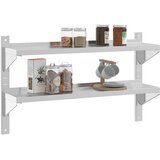  Zidna polica s 2 razine 100x23,5x60 cm srebrna nehrđajući čelik | shoptok.hr