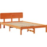  Krevetna konstrukcija s naslonom za glavu Vosak smeđi 120x190 cm Čvrsti bor | shoptok.hr