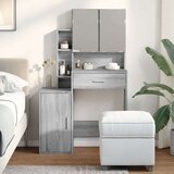 VidaXL Toaletna mizica z omarico siva sonoma 80x35x132 cm Slike