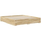  Krevetna konstrukcija s uzglavljem Sonoma hrast 200 x 200 cm | shoptok.hr