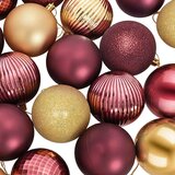  Set božićnih kuglica 50 kom. Zlatna i vinsko crvena 8 cm | shoptok.hr