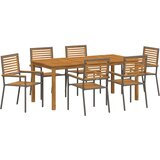  Vrtni set za objed 7 kom. Siva Čvrsto drvo akacije | shoptok.hr