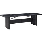 vidaXL Vrtna miza črna 240x90x74 cm poli ratan in steklo Cene