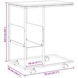  Bočni stolić s kotačima crni 55x36x63,5 cm konstruirano drvo | shoptok.hr