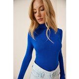 Happiness İstanbul Women's Blue Turtleneck Corduroy Lycra Knitwear Sweater cene