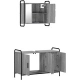  Set ormarića za kupaonicu 2 kom. Siva Sonoma 65 5 x 34 x 61 cm - Siva Sonoma Ormar s umivaonikom (3 vrata) + viseći ormar | shoptok.hr