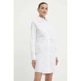 Pinko Bombažna obleka bela barva, 103737 A1XO