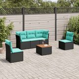  Vrtna garnitura - 6-dijelni set vrtnih sofa od poliratana s jastucima crni - Crna 1 | shoptok.hr