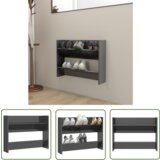 The Living Store Stenska omara za čevlje visok sijaj siva 80x18x60 cm iverna pl. - Stenska Omarica Za Čevlje, (21744670) | Shoptok.si