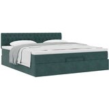 vidaXL Otomanski posteljni okvir z vzmetnico temno zelena 180x200cm | Shoptok.si