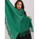 Fashionhunters Dark green knitted scarf with fringe