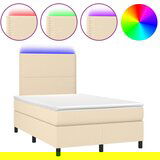 Maison Chic Box spring postelja - Vzmetna postelja z vzmetnico LED krem 120x200 cm blago SL22180, (21892274) | Shoptok.si