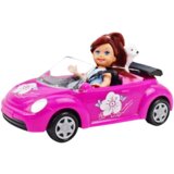Mini lutka u kabrioletu s psom - rozi | shoptok.hr
