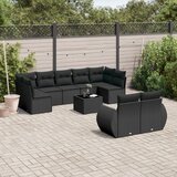 vidaXL 10-dijelni set vrtnih sofa s jastucima crni od poliratana | shoptok.hr