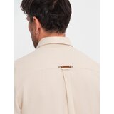 Ombre Men's linen shirt with classic collar and pockets REGULAR FIT - cream | Shoptok.si
