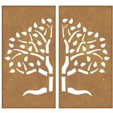 vidaXL Vrtni zidni ukrasi 2 kom 105x55 cm čelik COR-TEN uzorak stabla | shoptok.hr