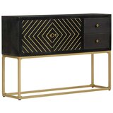 vidaXL Komoda crna in zlata 110x30x75 cm trden mangov les Cene