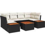 vidaXL 6-dijelni Vrtni Sofa Set s Jastučićima Crni Poli Ratan Akacija | shoptok.hr