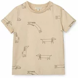 Liewood Otroška bombažna majica Apia Baby Printed Shortsleeve T-shirt bež barva