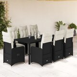 vidaXL Vrtna bistro garnitura 9-delna z blazinami črn poli ratan | Shoptok.si