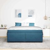  Posteljni okvir z vzmetnico Temno modra 180 x 200 cm Žamet | Shoptok.si