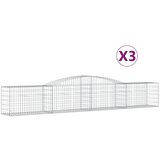 vidaXL Obokana gabionska košara 3 kosi 400x50x60/80cm pocinkano železo, (20758137) Cene