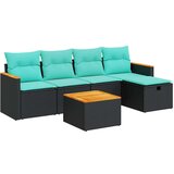 vidaXL Vrtna garnitura - 6-dijelni set vrtnih sofa s jastucima crni od poliratana - Crna sa spremištem 6 | shoptok.hr