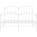 Metalni okvir kreveta uzglavlje i podnožje bijeli 150 x 200 cm | shoptok.hr