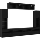  Set TV komoda S LED lampica 6 pcs Crni hrast Konstruirano drvo | shoptok.hr