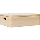 vidaXL Lesena škatla s pokrovom in ročaji 40x30x13 cm trdna borovina, (22054763) | Shoptok.si