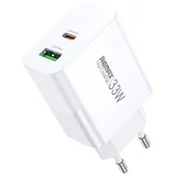 Strujni Fast punjac Kiddy 1xUSB 3.0+1xTIP C 33W RP-U122, beli