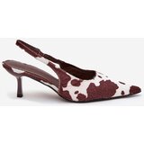 Boto Stiletto Pumps With Open Heel In Brown-White Dots Talira | Eponuda.ba