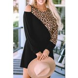 Fenzy Mini Obleka Z Leopardjim Potiskom, Črna cene
