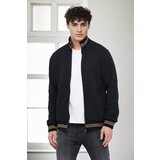 Dewberry 80972 Regular Fit Stand Collar Zippered Sweatshirt-BLACK | shoptok.hr