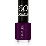 Rimmel London 60 Seconds Super Shine hitro sušljiv lak za nohte 8 ml odtenek 345 Black Cherries Cene
