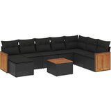 Maison Chic Seti vrtnega pohištva - Vrtna garnitura - Vrtni pohištvo set 9-delna z blazinami črn poli ratan, (21798146) | Shoptok.si