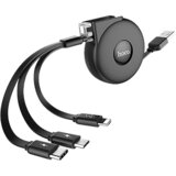 Hoco USB kabl za punjenje, 3in1, na izvlačenje, 1 met., 2 A - U50, Crni | Eponuda.ba