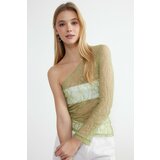 Trendyol Green Lace One Sleeve Fitted/Slippery Knitted Blouse cene