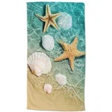 Plavi/bež ručnik za plažu od samta 100x180 cm Beachvibe –