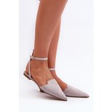 Boto Tied Ballerina Flats Eco Suede With Pointed Toes Grey Ellesara | Shoptok.si