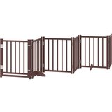 vidaXL Ograda za pse z vrati zložljiva 6panelov rjava 300cm topolovina | Shoptok.si