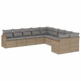  10-dijelni set vrtnih sofa s jastucima bež od poliratana | shoptok.hr