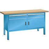LISTA Delovna miza, izvedba z ogrodjem, širina 1500 mm, 2 predala, 2 vrat, korpus svetlo moder, sprednji del svetlo moder | Shoptok.si