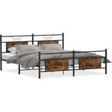 Maison Chic Kovinski posteljni okvir - Dvoposteljna postelja - Zakonska postelja brez vzmetnice dimljen hrast 183x213cm-J25, (21774953) | Shoptok.si