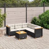 vidaXL 6-dijelni set vrtnih sofa s jastucima crni od poliratana | shoptok.hr