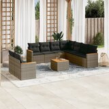  10-dijelni set vrtnih sofa od poliratana s jastucima sivi | shoptok.hr
