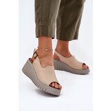 ARTIKER Women's Sandals Made Of Natural Leather On Wedge Beige | shoptok.hr